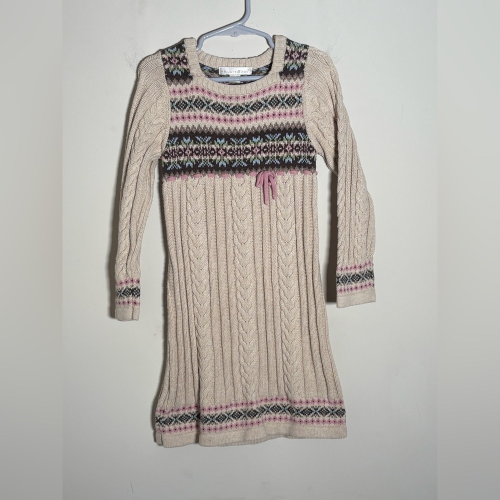 Maggie & Zoe Cream and Pink Knit Dress  Size M (5-6)